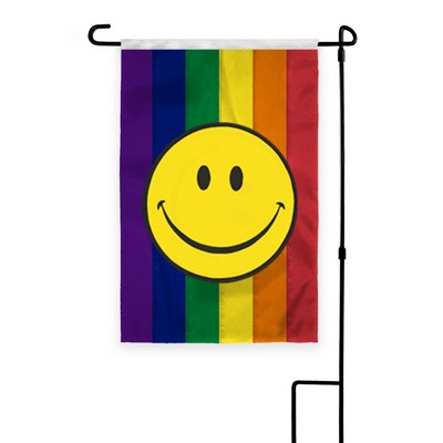 12" x18" 1ply Nylon Rainbow with Smiley Face Pride Deluxe Garden