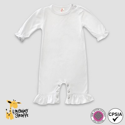Baby Girls Long Sleeve Ruffle Jumpsuit White 100% Polyester- Laughing Giraffe®