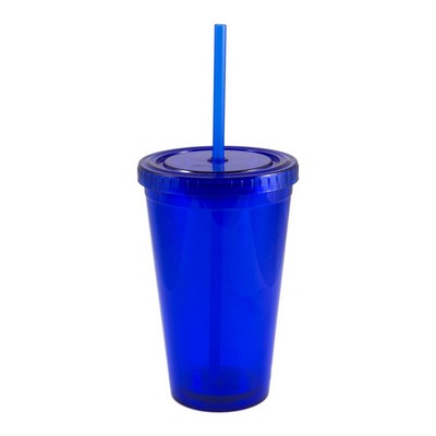 16 oz. Royal Blue Double Wall Acrylic Translucent Tumbler