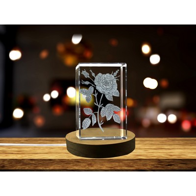 Rose 3D Engraved Crystal Award