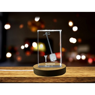 Shamisen 3D Engraved Crystal Trophy Award w/LED Base Light