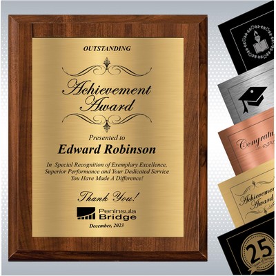 Cherry Finish Wood Personalized Excellence Plaque , Employee Recognition Gift Award (9"x12")