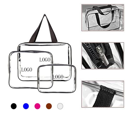 3 Piece Clear PVC Toiletry Bag Set