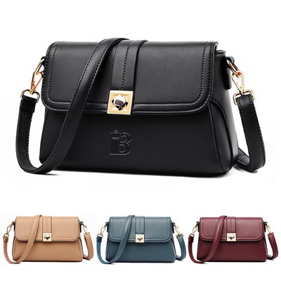 PU Leather Crossbody Tote Bag w/ Detachable Strap