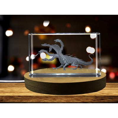 Hydra 3D Engraved Crystal Trophy Award w/LED Base