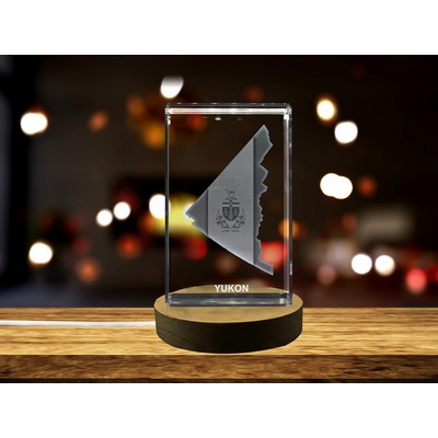 Yukon 3D Engraved Crystal Trophy Award w/LED Base Light