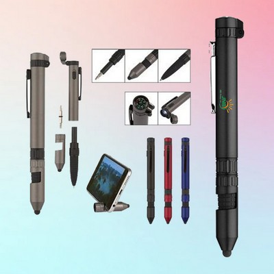 6-In-1 Multi-Function Engineer Metal Tool Pen With LED Flashlight
