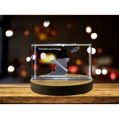 Trinidad and Tobago 3D Engraved Crystal Award w/LED Base Light