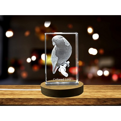 Collared Lory 3D Engraved Crystal Trophy Award w/LED Base Light
