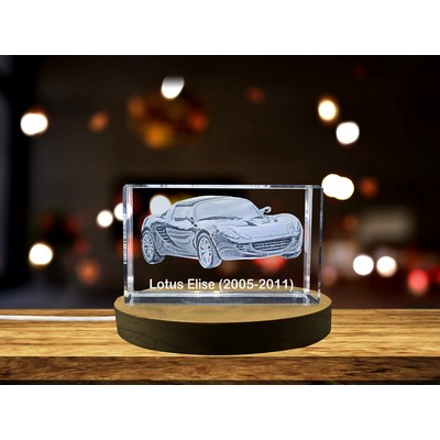 Lotus Elise 3D Engraved Crystal Trophy w/LED Base Light