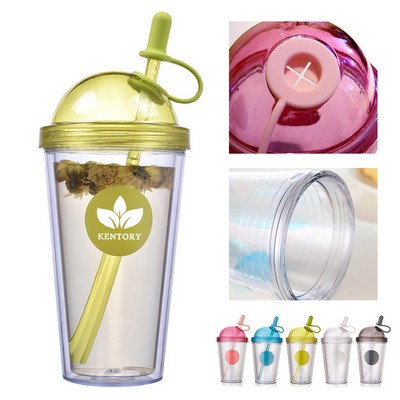 Plastic Cups Tumbler With Straw And Lid