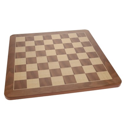 Deluxe Chess Board - Walnut Root Wood with Rounded Corners 19"