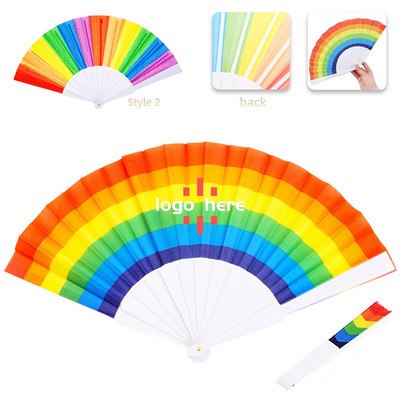 Rainbow Folding Hand Fan