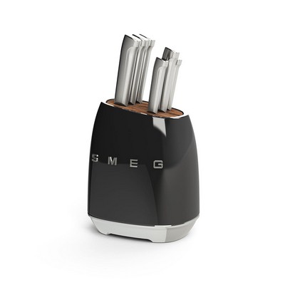 Smeg 50's Retro-Style 7 Piece Black Knife Block Set