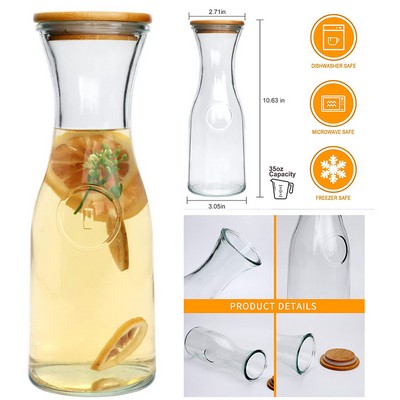 35 oz Glass Pitcther with Wooden Caps