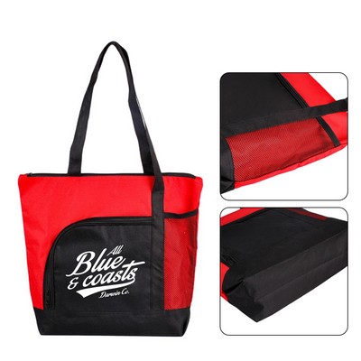 Mesh Pocket Zip Tote Bag