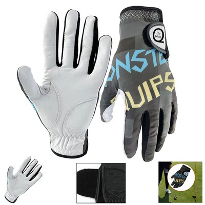 Printed Stretch Fabric Lambskin Golf Glove