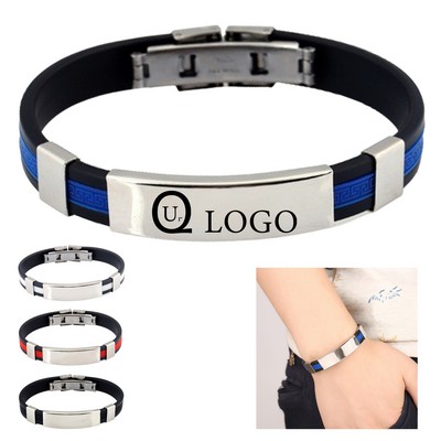 8.27x0.55x0.16" Silicone Bracelets w/ Metal Clasp