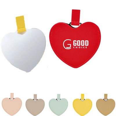 Heart Shaped Leather Makeup Mirror