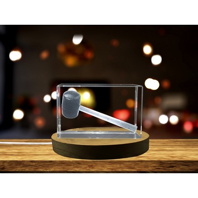 Faceted Crystal Rubber Hammer Trophy Award /LED Base