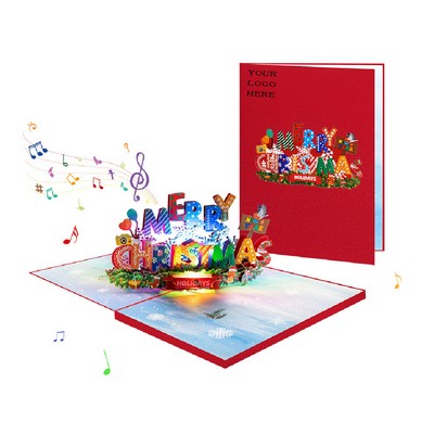 3D Merry Christmas Card With Music And LED