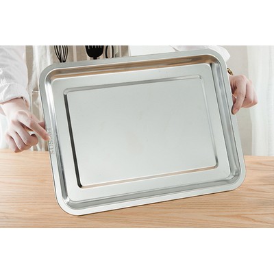 12.60 x 8.66 x 0.78" Stainless Steel Rectangular Thickened Tray Stainless Steel Metal Tray
