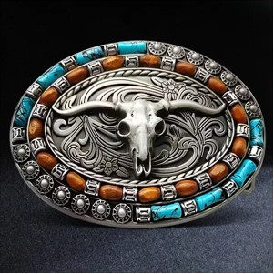 Belt Buckle with Turquoise Bead
