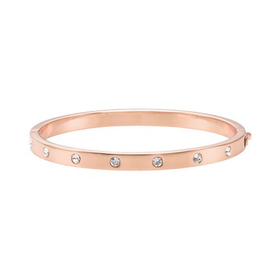 kate spade new york Set In Stone Metal Stone Hinged Bangle - Clear/Rose Gold