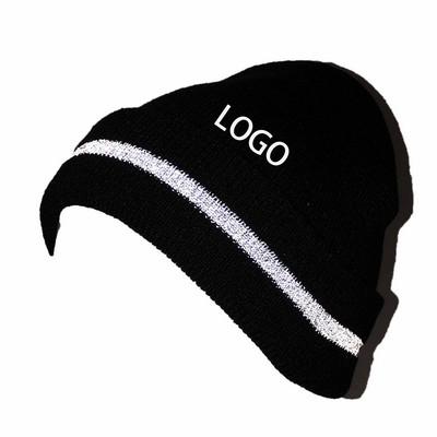 Reflective Embroidered Acrylic Beanie