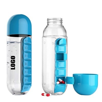 600Ml Plastic Bottle w/Pill Box