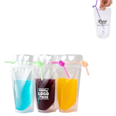 700Ml Portable Drinking Pouch w/Straw