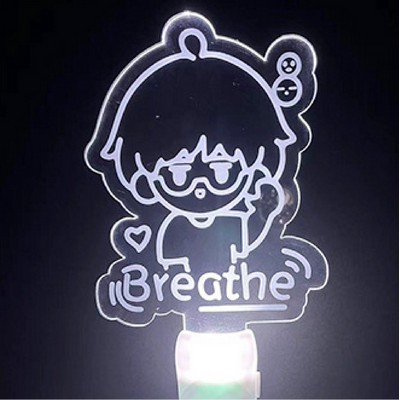 Music Festival Glow Stick Custom Shape Acrylic Glow Sign Handheld Support Stick - White Glow