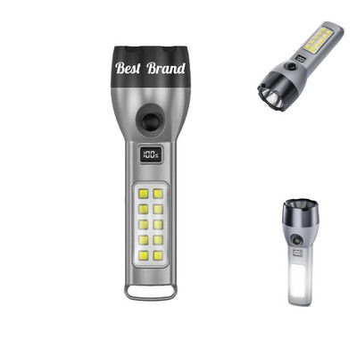 Solar Rechargeable Flashlight with COB Working Light