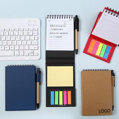 Mini Spiral Lined Notebook with Pen & Sticky Notes