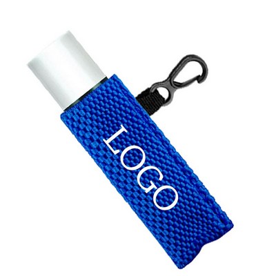 Woven Elastic Lip Balm Sleeve with Keychain Clip