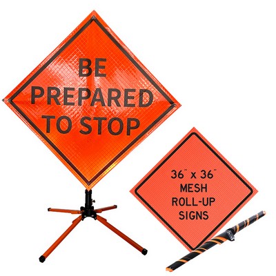 36" PVC Flexible Reflective Traffic Roll Up Sign w/Bracket