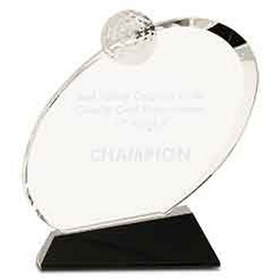 Clear Optic Crystal Oblong Golf Award on Black Optic Crystal Base (7 1/4")