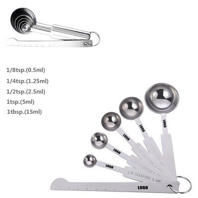 6-in-1 Stainless Steel Measuring Spoon with Leveler Engraved Measurement Marks