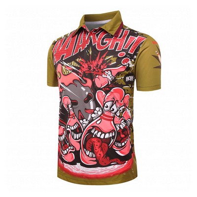 Custom Full Color Dye Sublimation Short Sleeve Polyester Polo Shirt