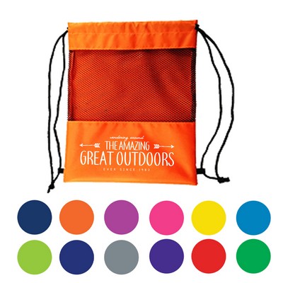 Mesh Panel Drawstring Backpack
