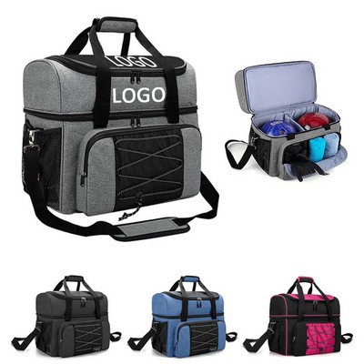 Custom Double Ball Bowling Tote Bag w/Padded Divider & Bowling Shoes Compartment