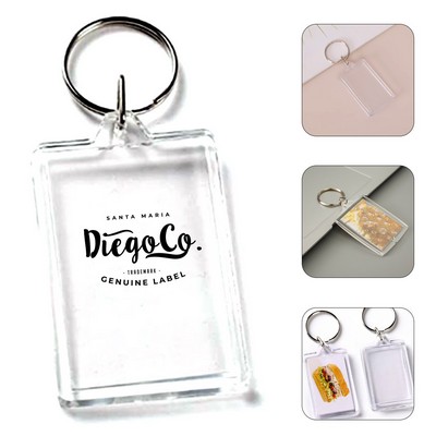 Clear Acrylic Rectangular Photo Insert Keychain
