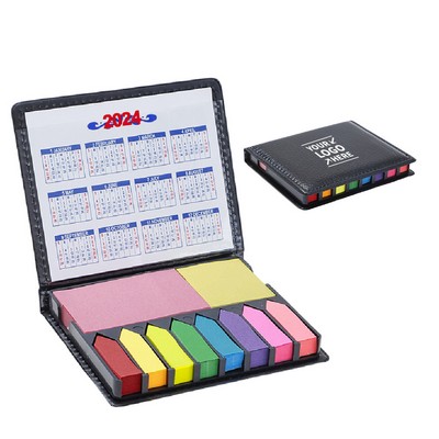Leather Cover Multi-Color Assortment Sticky Note W/ Calendar