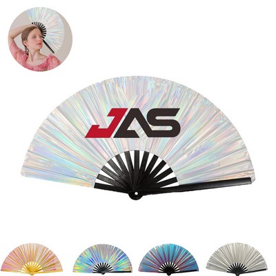 13" Iridescent Folding Hand Fan