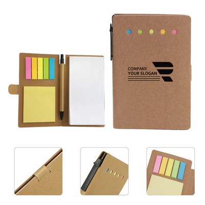Kraft Paper Sticky Notebook With Pen