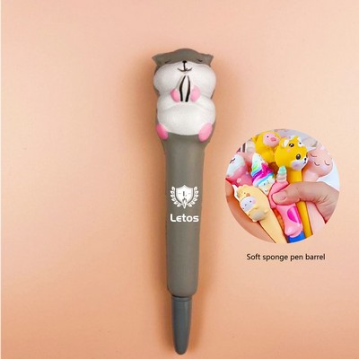 Squirrel Stress Reliever Pen 2" 1 Squeeze Toy Pen PU Foam Gel Ink Pen