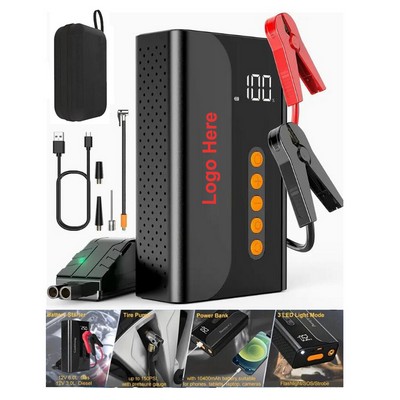 Portable 10400mah 4" 1 Car Jump Starter with 150 PSI Air Compressor