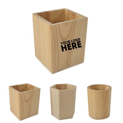 Wooden Desktop Pen & Pencil Holder