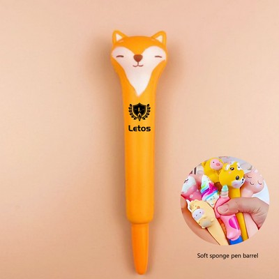 Fox Stress Reliever Pen 2" 1 Squeeze Toy Pen PU Foam Gel Ink Pen