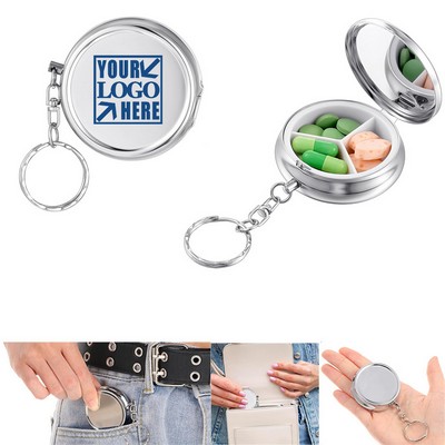 Portable Metal Pill Case With Keychain